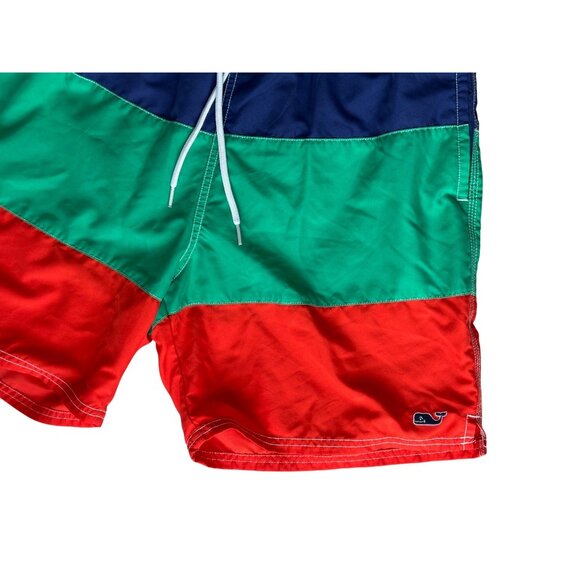 Vineyard Vines Swim Trunks Mens Medium Colorblock Shorts w/ Elastic Waist Lined - Picture 13 of 14